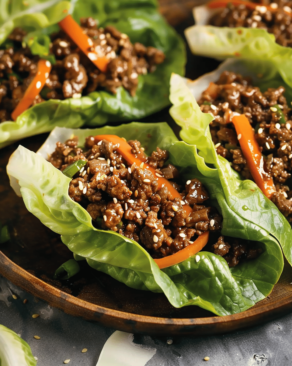 Asian-Style Ground Beef Lettuce Wraps