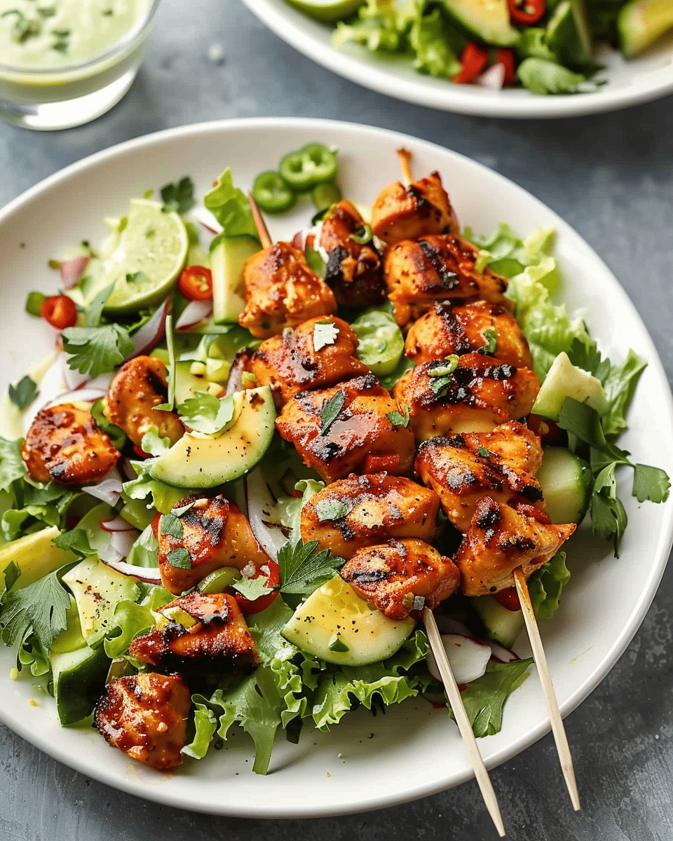 BBQ Chicken Skewer Salad for Fresh and Smoky Flavor
