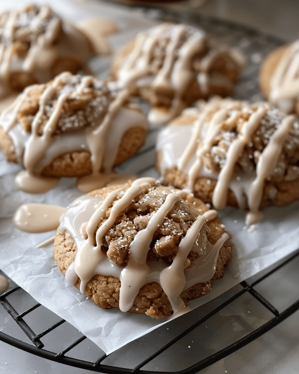 Spiced Crumble Coffee Cake Cookies with Vanilla Glaze