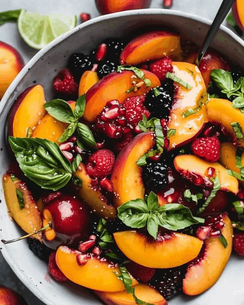 Honey Lime Basil Peach Fruit Salad