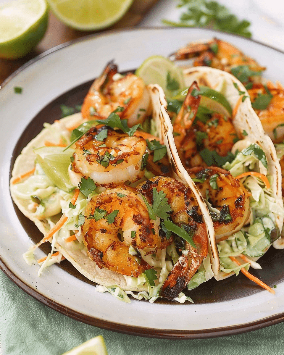 Cilantro Lime Shrimp Tacos with Creamy Slaw