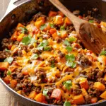 Southwest Ground Beef and Sweet Potato Skillet