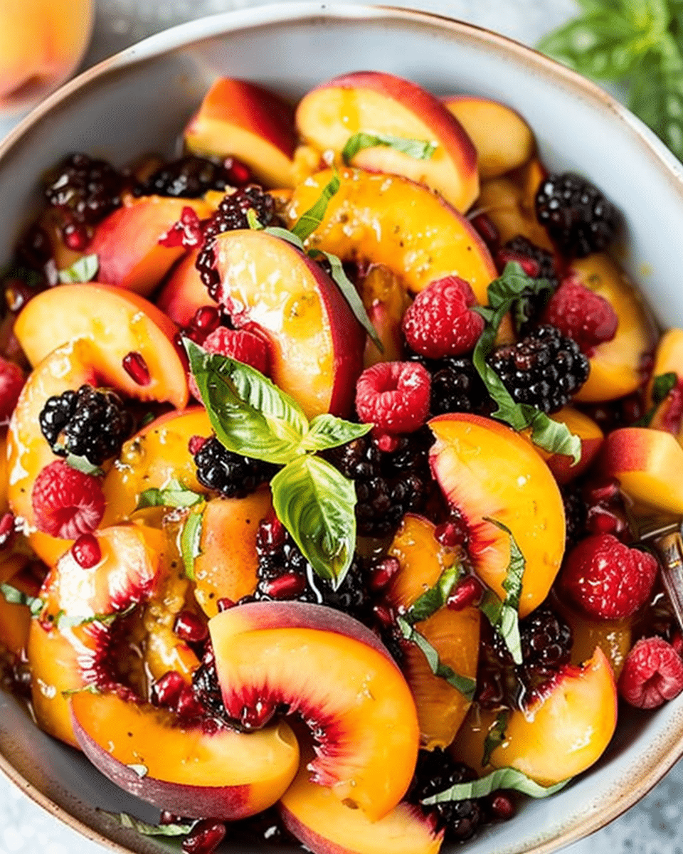 Honey Lime Basil Peach Fruit Salad