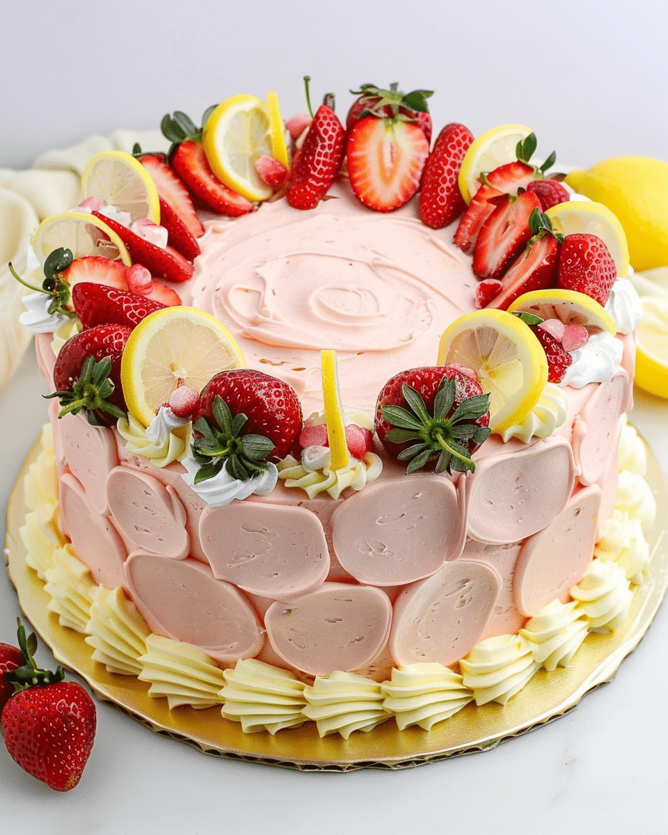 Fresh Strawberry Lemon Layer Cake with Zesty Frosting