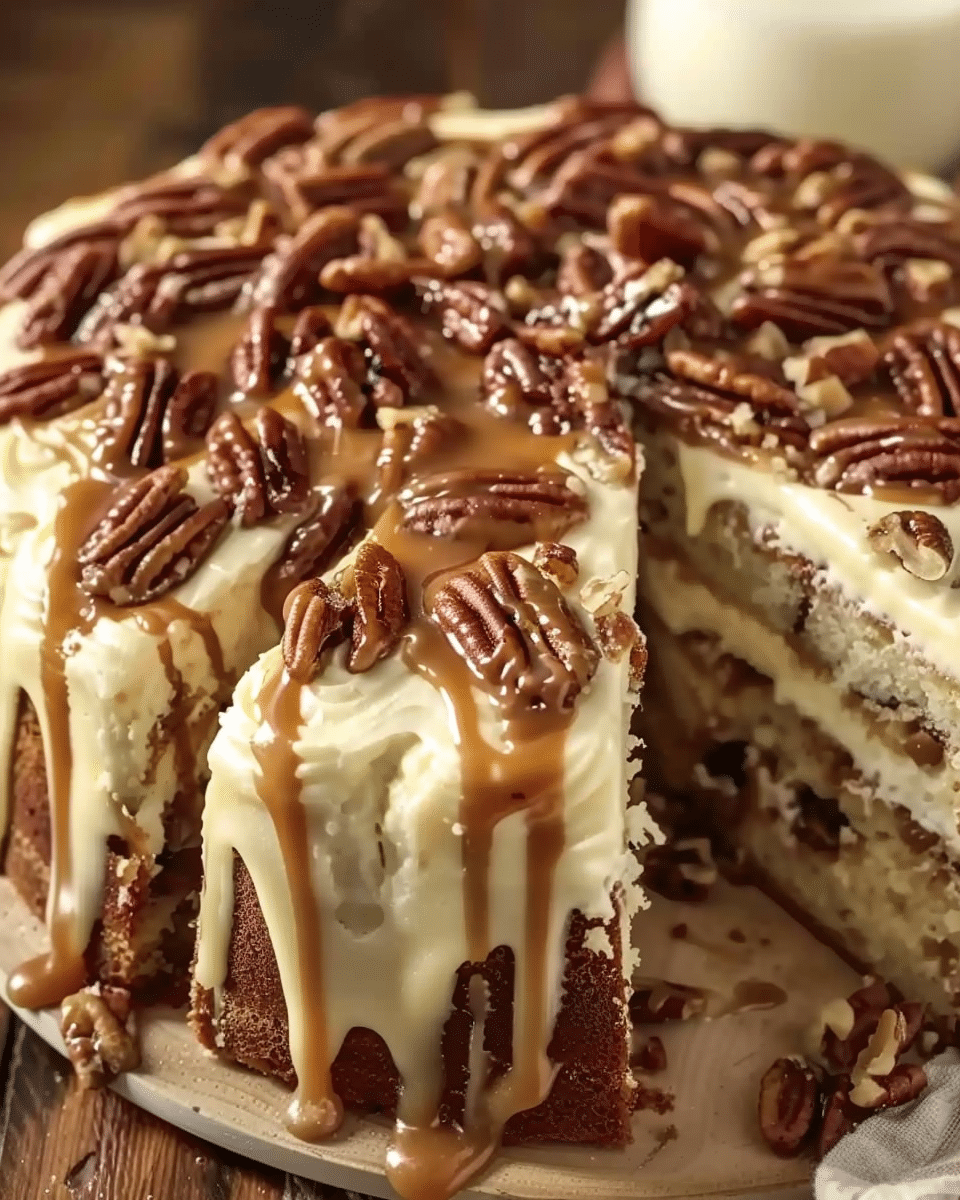 Pecan Caramel Cinnamon Roll Cream Cheese Pound Cake That Melts in Your Mouth