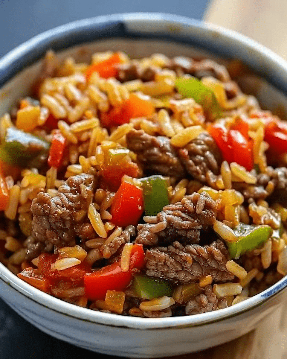 Savory Beef and Bell Pepper Rice Bowls with Garlic Soy Sauce