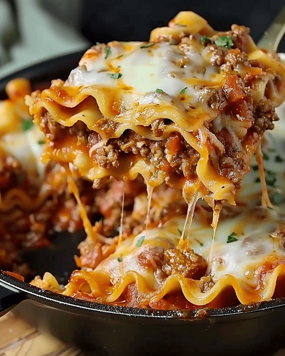 Easy One-Pot Cheesy Beef Lasagna Skillet – A Comfort Food Classic Made Simple