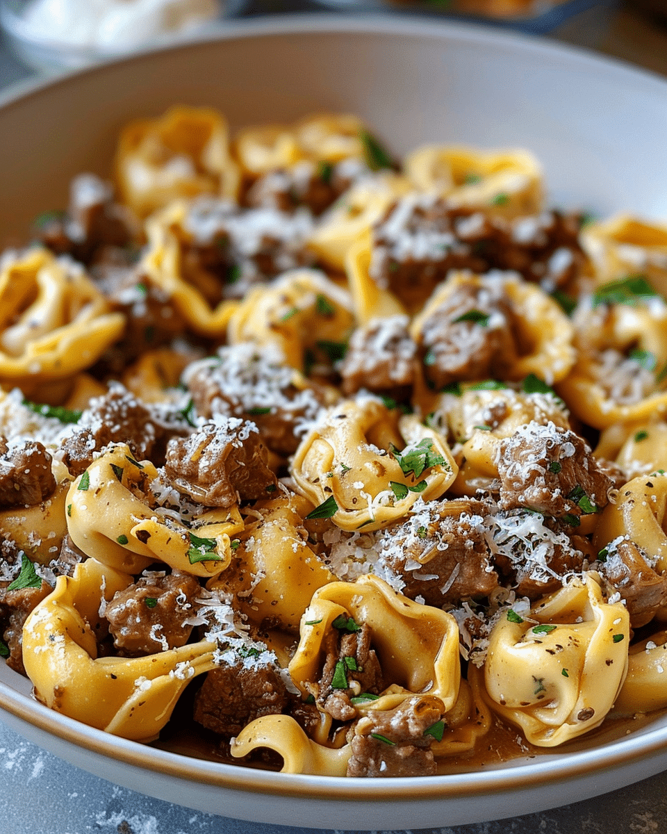 Philly Cheesesteak Tortellini Pasta