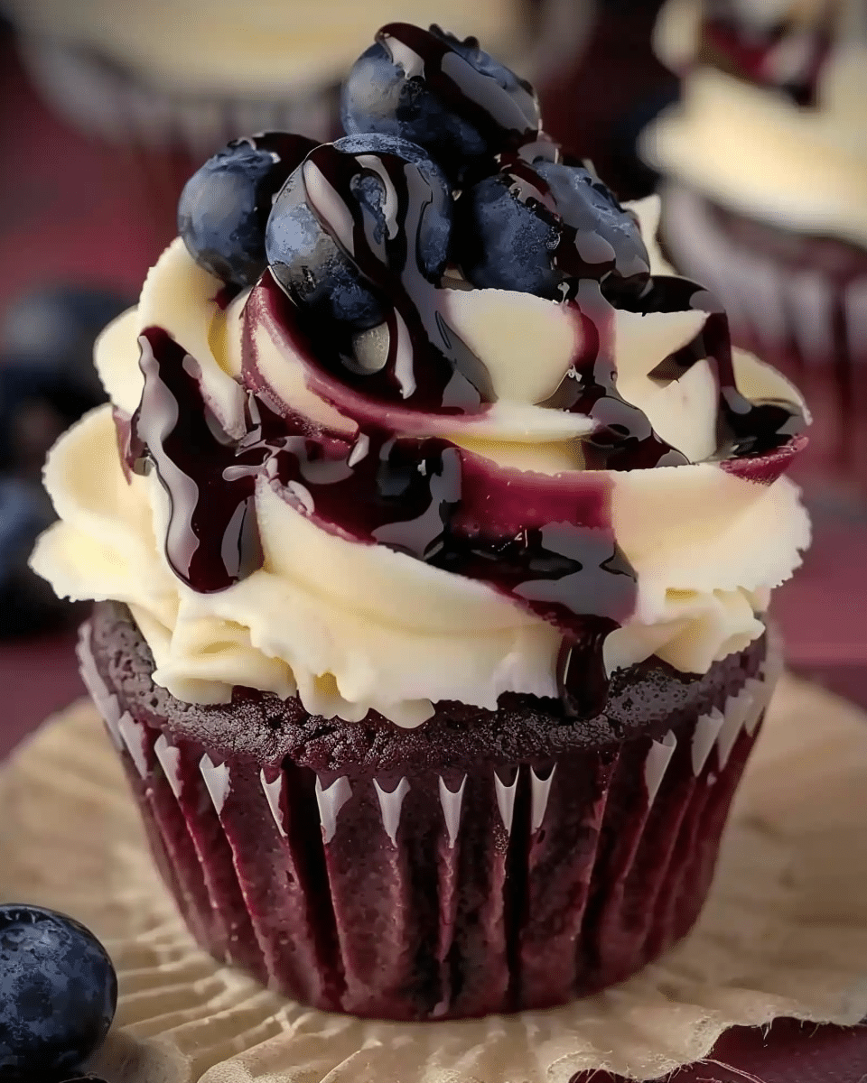 White Chocolate Blueberry Cheesecake Cupcakes