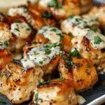 Grilled Chicken Bites with Creamy Garlic Sauce